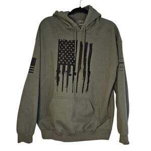 Grunt Style Military Green Flag Hoodie Sweatshirt size XL